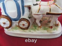 Antique German Porcelain Figurine Horse Carriage With People