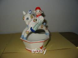 Antique German Porcelain Horse With Jockey Mounted On Small Bowl