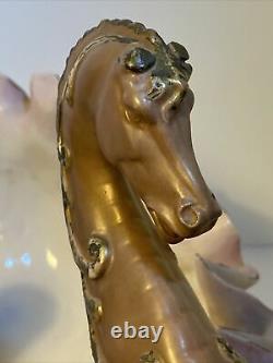 Antique German Volkstedt Porcelain Horse Figurine Vase Centerpiece Bowl Planter