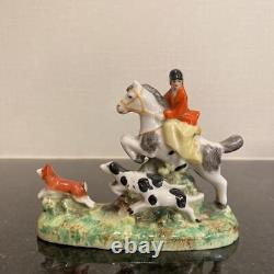 Antique Germany Sitzendorf Porcelain Horse Man Figurine