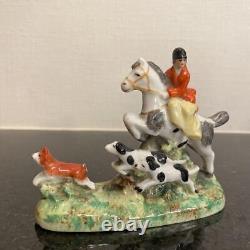 Antique Germany Sitzendorf Porcelain Horse Man Figurine