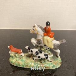 Antique Germany Sitzendorf Porcelain Horse Man Figurine