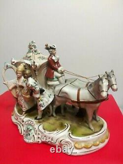 Antique Grafenthal Porcelain Horse & Carriage with Courting Couple-Germany-19436