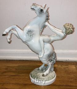 Antique Hutschenreuther Karl Tutter Nude Woman Riding Horse Porcelain Figurine