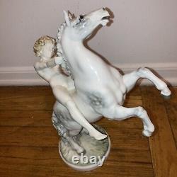 Antique Hutschenreuther Karl Tutter Nude Woman Riding Horse Porcelain Figurine