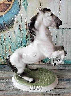 Antique Keramos Porcelain Figurine Vienna Stallion Rearing Horse Figure Ca 1920