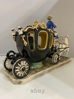Antique Large German Dresden porcelain Horse And Carriage