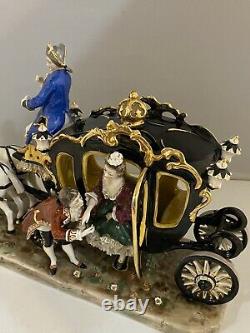 Antique Large German Dresden porcelain Horse And Carriage