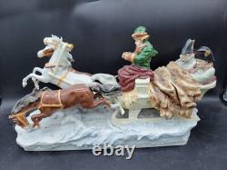 Antique Large German Scheibe alsbach porcelain napoleon Horses sleigh figurine