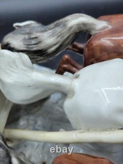 Antique Large German Scheibe alsbach porcelain napoleon Horses sleigh figurine