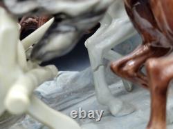 Antique Large German Scheibe alsbach porcelain napoleon Horses sleigh figurine