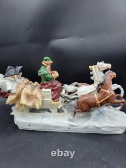 Antique Large German Scheibe alsbach porcelain napoleon Horses sleigh figurine