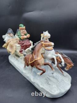 Antique Large German Scheibe alsbach porcelain napoleon Horses sleigh figurine