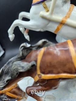 Antique Large German Scheibe alsbach porcelain napoleon Horses sleigh figurine