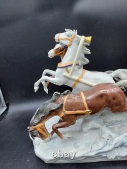 Antique Large German Scheibe alsbach porcelain napoleon Horses sleigh figurine