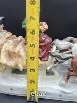 Antique Large German Scheibe alsbach porcelain napoleon Horses sleigh figurine