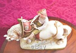 Antique Large Royal Dux Porcelain Figurine Shire Horse & Rider