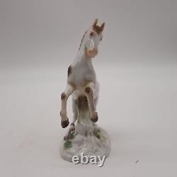 Antique Meissen porcelain horse rearing up brown and white