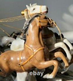 Antique Porcelain Figurine Horse Drawn Sleigh Large Grouping Fantastic