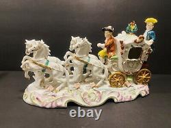 Antique Porcelain Horse Drown Carriage Large 12 Figurine