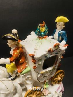 Antique Porcelain Horse Drown Carriage Large 12 Figurine
