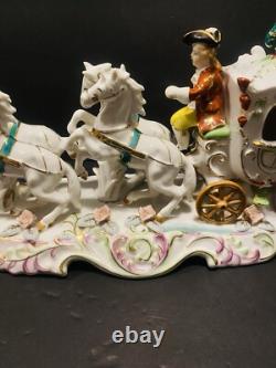 Antique Porcelain Horse Drown Carriage Large 12 Figurine