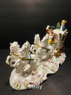 Antique Porcelain Horse Drown Carriage Large 12 Figurine