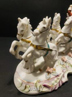 Antique Porcelain Horse Drown Carriage Large 12 Figurine