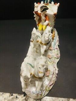 Antique Porcelain Horse Drown Carriage Large 12 Figurine