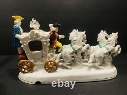 Antique Porcelain Horse Drown Carriage Large 12 Figurine