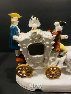 Antique Porcelain Horse Drown Carriage Large 12 Figurine