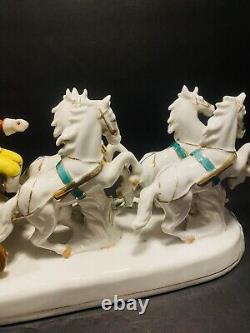 Antique Porcelain Horse Drown Carriage Large 12 Figurine
