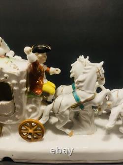 Antique Porcelain Horse Drown Carriage Large 12 Figurine