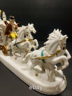 Antique Porcelain Horse Drown Carriage Large 12 Figurine