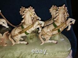 Antique Porcelain Horses Drawn Carriage Cinderella Fine Capodimonte Figure