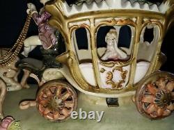 Antique Porcelain Horses Drawn Carriage Cinderella Fine Capodimonte Figure