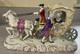 Antique Porcelain Lady In Carriage Figure Horses Signed Detailed Euc Victorian