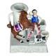 Antique Porcelain Match Holder Horse Rider Dog Figurine Victorian Decor Piece