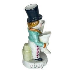 Antique Porcelain Match Holder Horse Rider Dog Figurine Victorian Decor Piece
