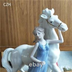 Antique Porcelain Princess Figurine Ceramic White Horse Valentine's Day Daughter