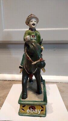 Antique Porcelain Qing Dynasty Sancai China Horse With Soldier Figurine 19th Cen