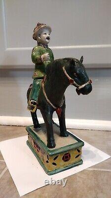 Antique Porcelain Qing Dynasty Sancai China Horse With Soldier Figurine 19th Cen