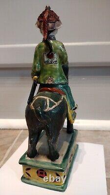 Antique Porcelain Qing Dynasty Sancai China Horse With Soldier Figurine 19th Cen