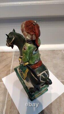 Antique Porcelain Qing Dynasty Sancai China Horse With Soldier Figurine 19th Cen