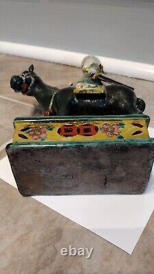 Antique Porcelain Qing Dynasty Sancai China Horse With Soldier Figurine 19th Cen