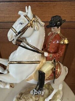 Antique Porcelain Rearing Lipizzaner Horse & Vienna Rider Dresden Germany