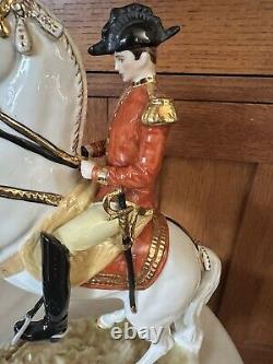 Antique Porcelain Rearing Lipizzaner Horse & Vienna Rider Dresden Germany