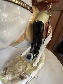 Antique Porcelain Rearing Lipizzaner Horse & Vienna Rider Dresden Germany