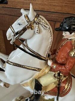 Antique Porcelain Rearing Lipizzaner Horse & Vienna Rider Dresden Germany