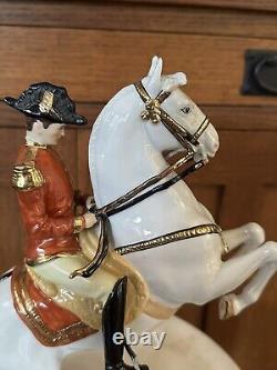 Antique Porcelain Rearing Lipizzaner Horse & Vienna Rider Dresden Germany